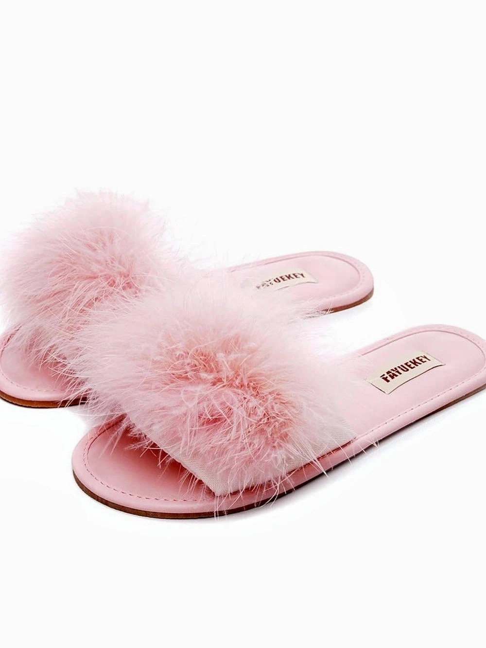 Fuzzy Slippers Pink Open Toe House Shoes